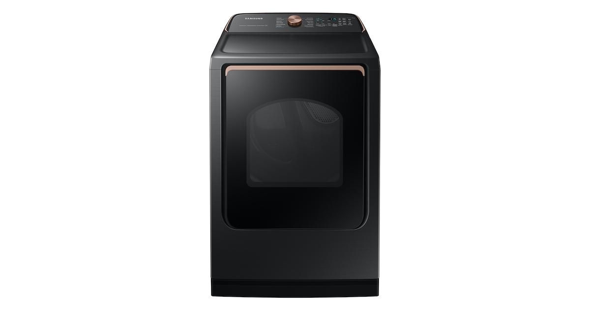 Samsung Appliances 7.4 cu. ft. Smart Electric Dryer with Steam Sanitize+ in Brushed Black DVE55A7700V | Mrs. G Appliances