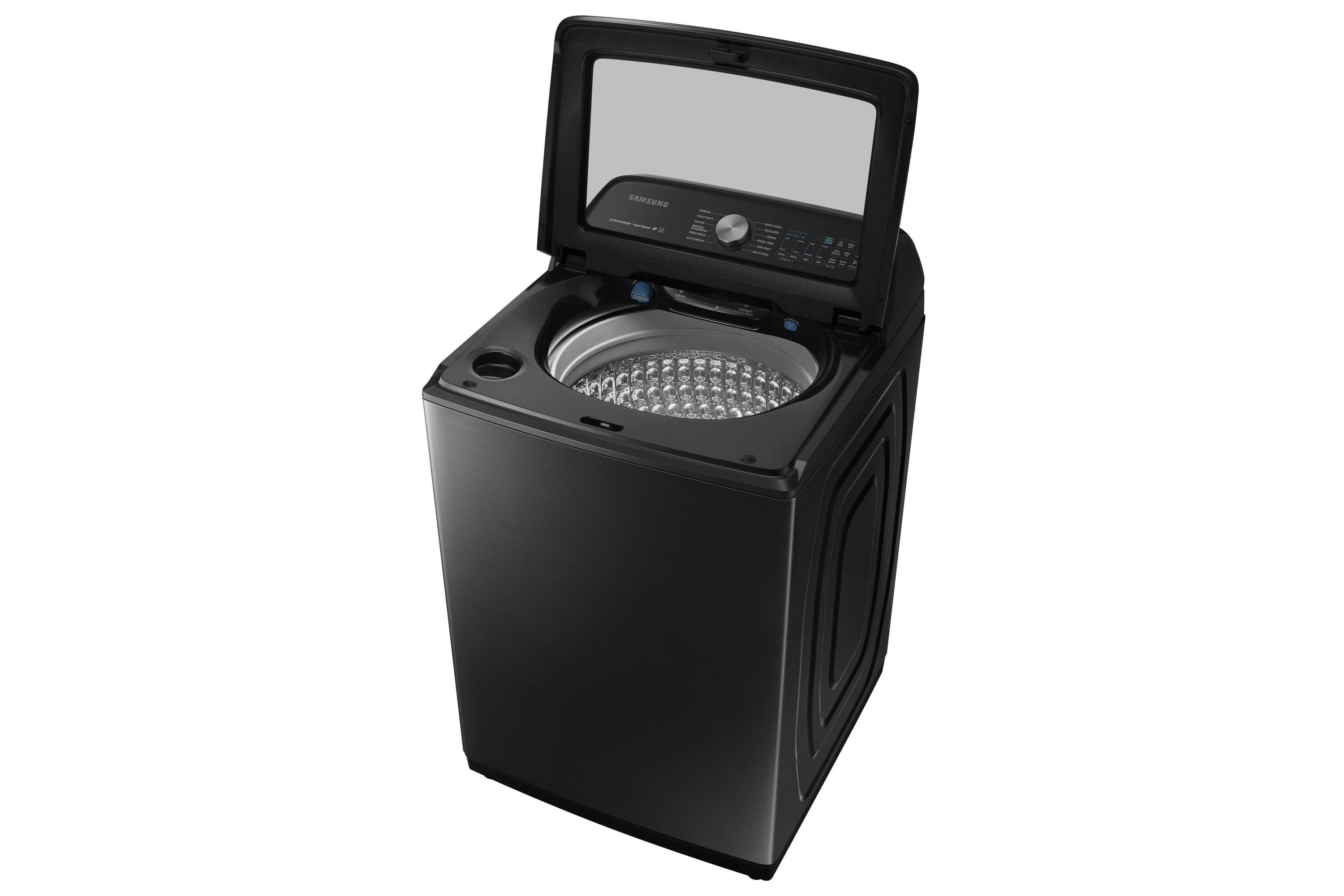 Samsung High Efficiency Impeller Extra Large ( 5-cu ft ) Top-Load Washer (  Fingerprint Resistant Black Stainless Steel ) in the Top-Load Washers  department at Lowes.com