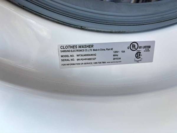 Samsung Front Load Washer WF36J4000AW/A2 – 3.6 cu ft– Fully Functional