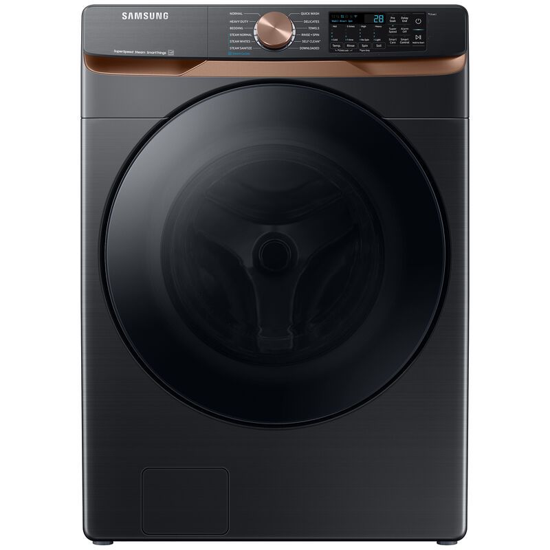 Samsung 27 in. 5.0 cu. ft. Smart Stackable Front Load Washer with Super Speed Wash, Sanitize & Steam Cycle - Brushed Black