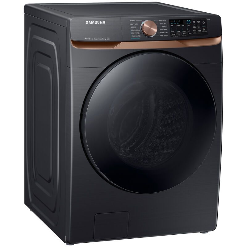 Samsung 27 in. 5.0 cu. ft. Smart Stackable Front Load Washer with Super Speed Wash, Sanitize & Steam Cycle - Brushed Black