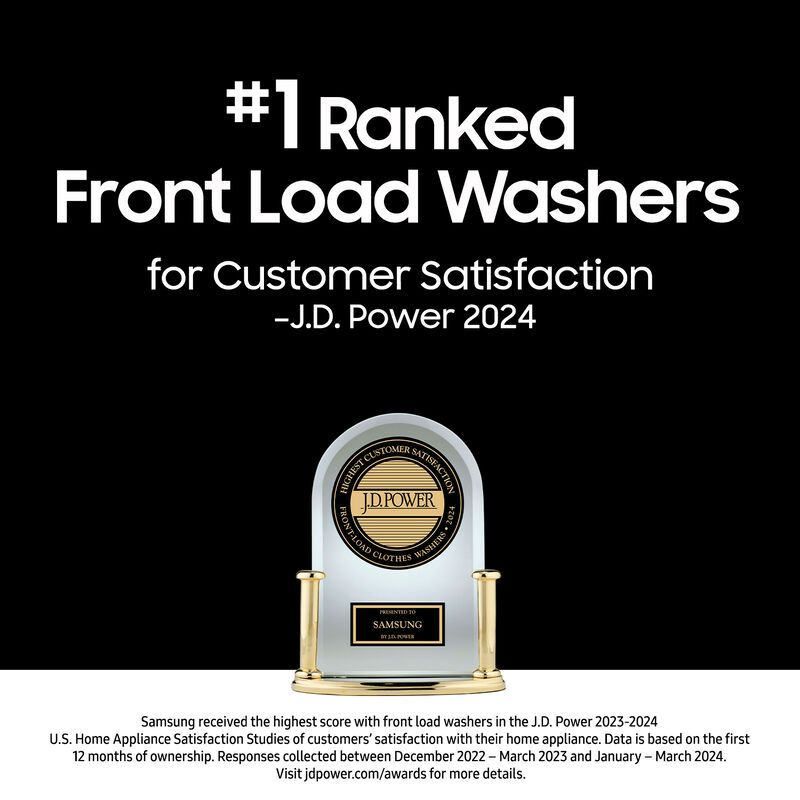 Samsung 27 in. 5.0 cu. ft. Smart Stackable Front Load Washer with Super Speed Wash, Sanitize & Steam Cycle - Brushed Black