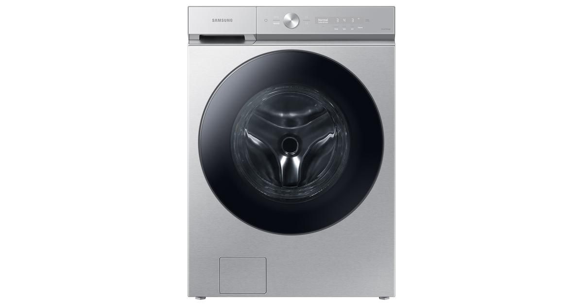 Samsung Appliances Bespoke 5.3 cu. ft. Ultra Capacity Front Load Washer with Super Speed Wash and AI Smart Dial in Silver Steel WF53BB8700AT | The Appliance Plug