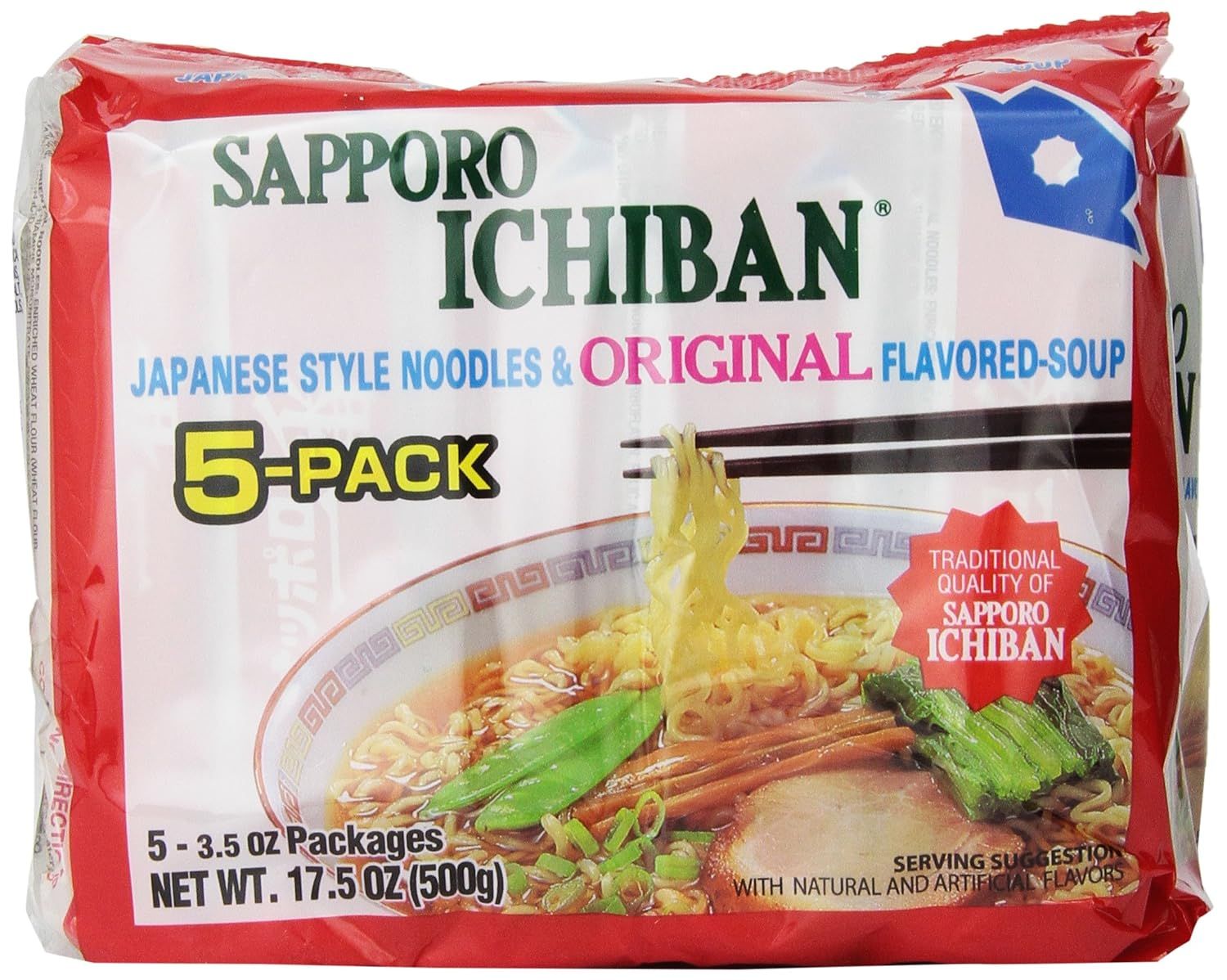 Sapporo Ichiban Ramen Noodles, Original Soy Sauce Flavor (bag)