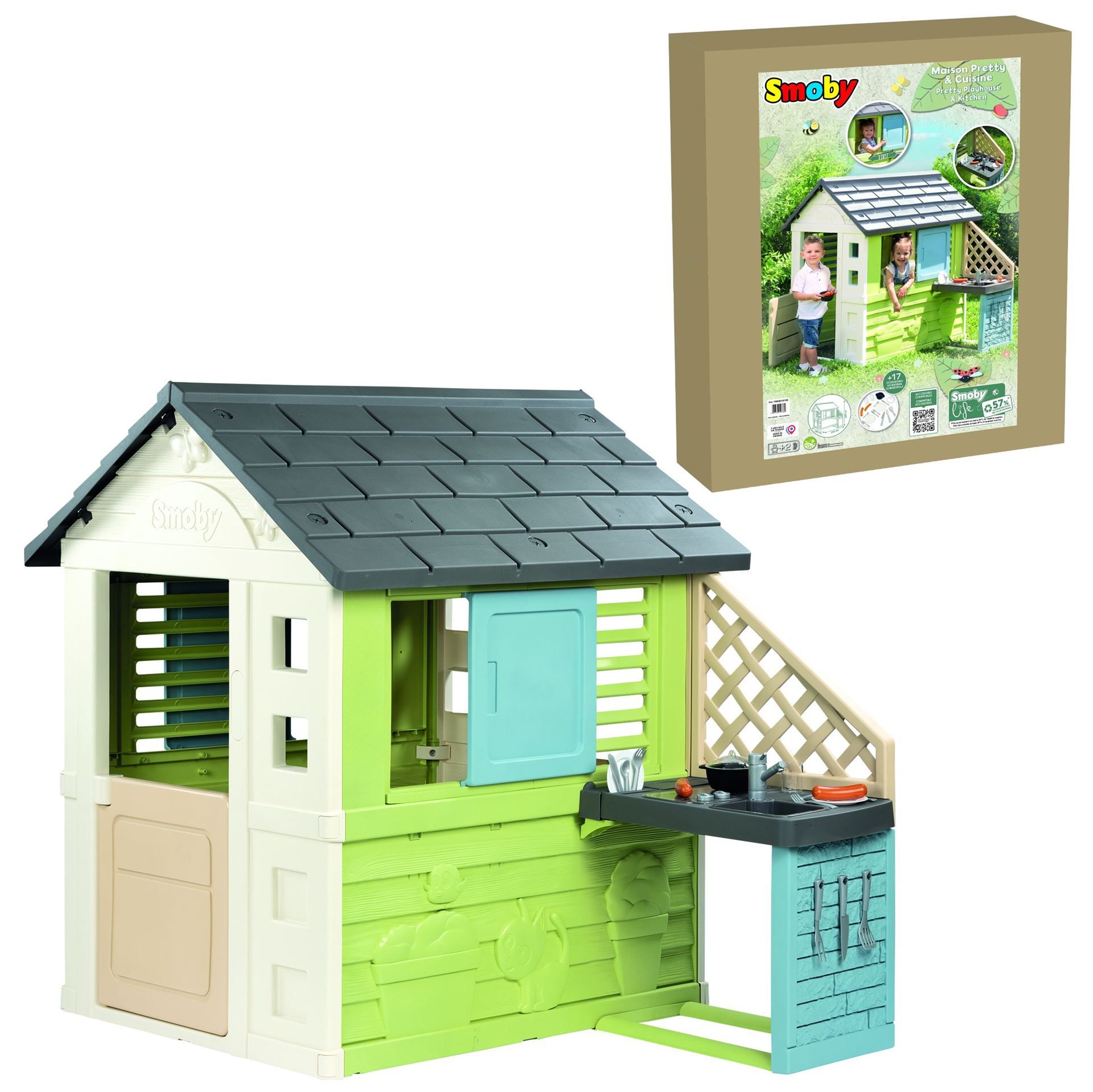 Smoby Life Pretty House with Summer Kitchen - Playhouse - As of 2 years -  Anti-UV