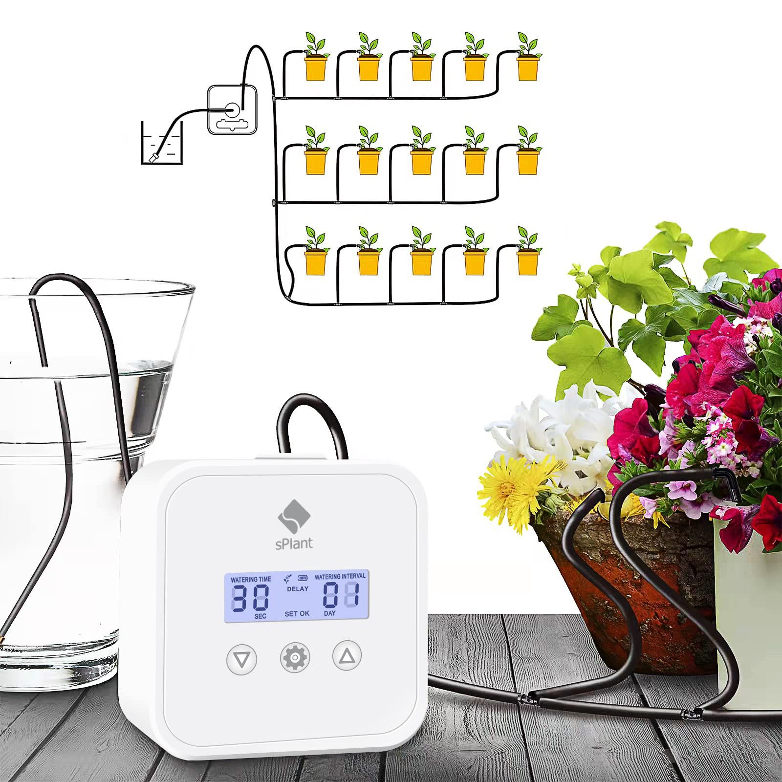 sPlant Upgraded Pump LCD Automatic Drip Irrigation Kit For 15 Plants
