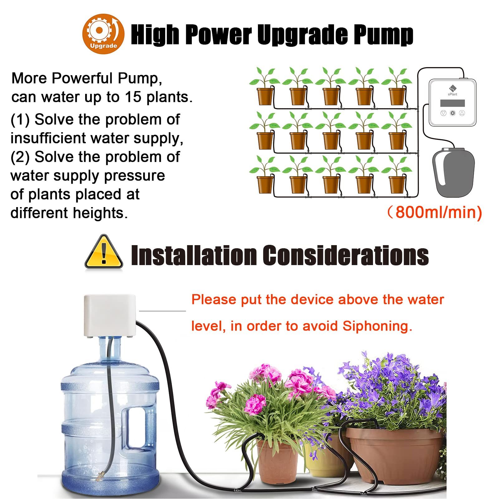 sPlant Upgraded Pump LCD Automatic Drip Irrigation Kit For 15 Plants