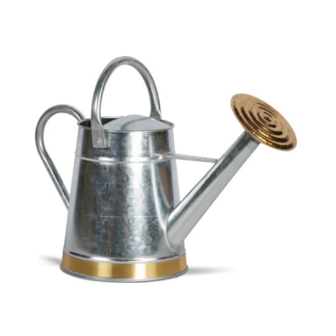Tapered Galvanized Watering Can - Silver/Copper - 1 Gal