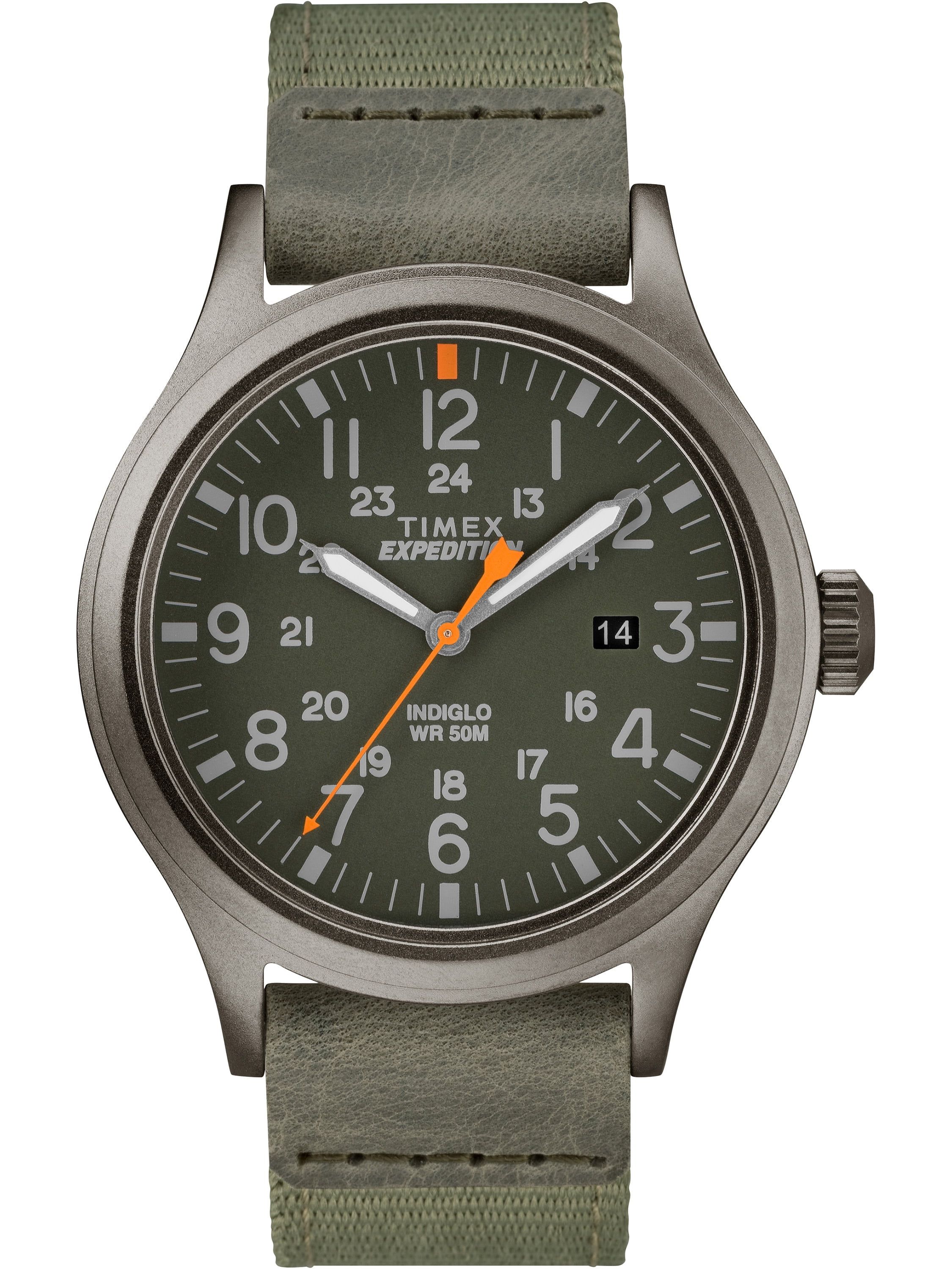 Timex - Men's Expedition Scout 40 Green/Gray Watch, Leather/Nylon Strap