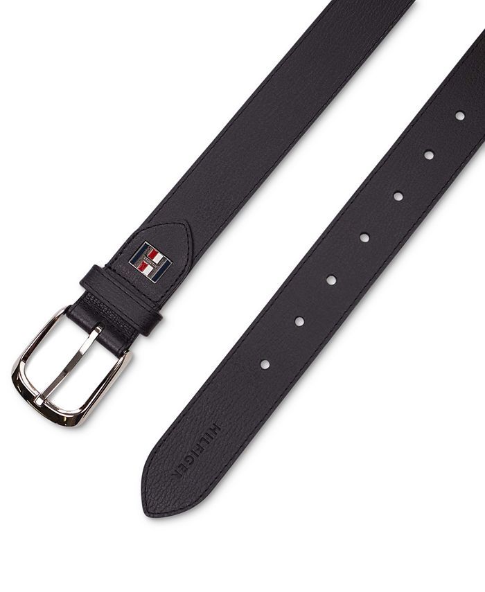 Tommy Hilfiger Men's Enamel Logo Ornament Casual Leather Belt