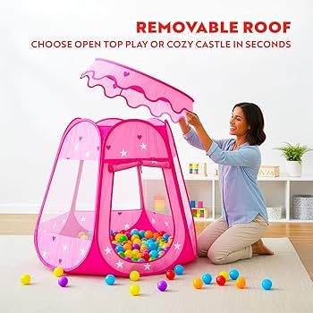 Amazon.com: Playz Ball Pit Princess Castle Play Tent for Girls w/ 50 Balls  Included - Pop Up Children Play Tent for Indoor & Outdoor Use - Playland  Playhouse Tent w/ & Glow
