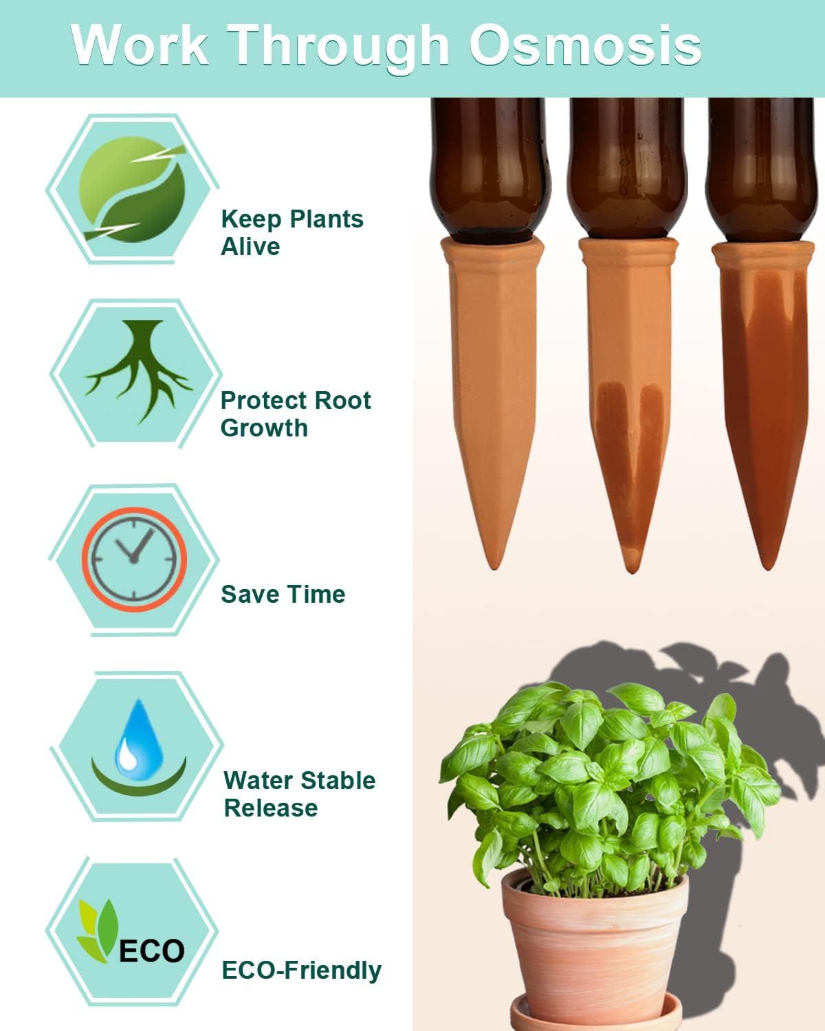 Amazon.com: vensovo 10pcs Terracotta Watering Spikes - Automatic Self Watering Stakes, Plant Watering Devices for Wine Bottles Recycled Bottles, Clay Plant Garden Waterers for Vacations : Patio, Lawn & Garden