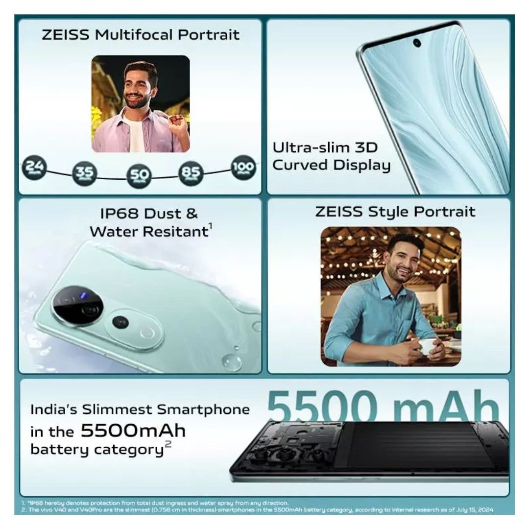 Vivo V40 Pro 5G  | AMOLED Display | Qualcomm SM7550-AB Snapdragon 7 Gen 3 | Dual Rear camera