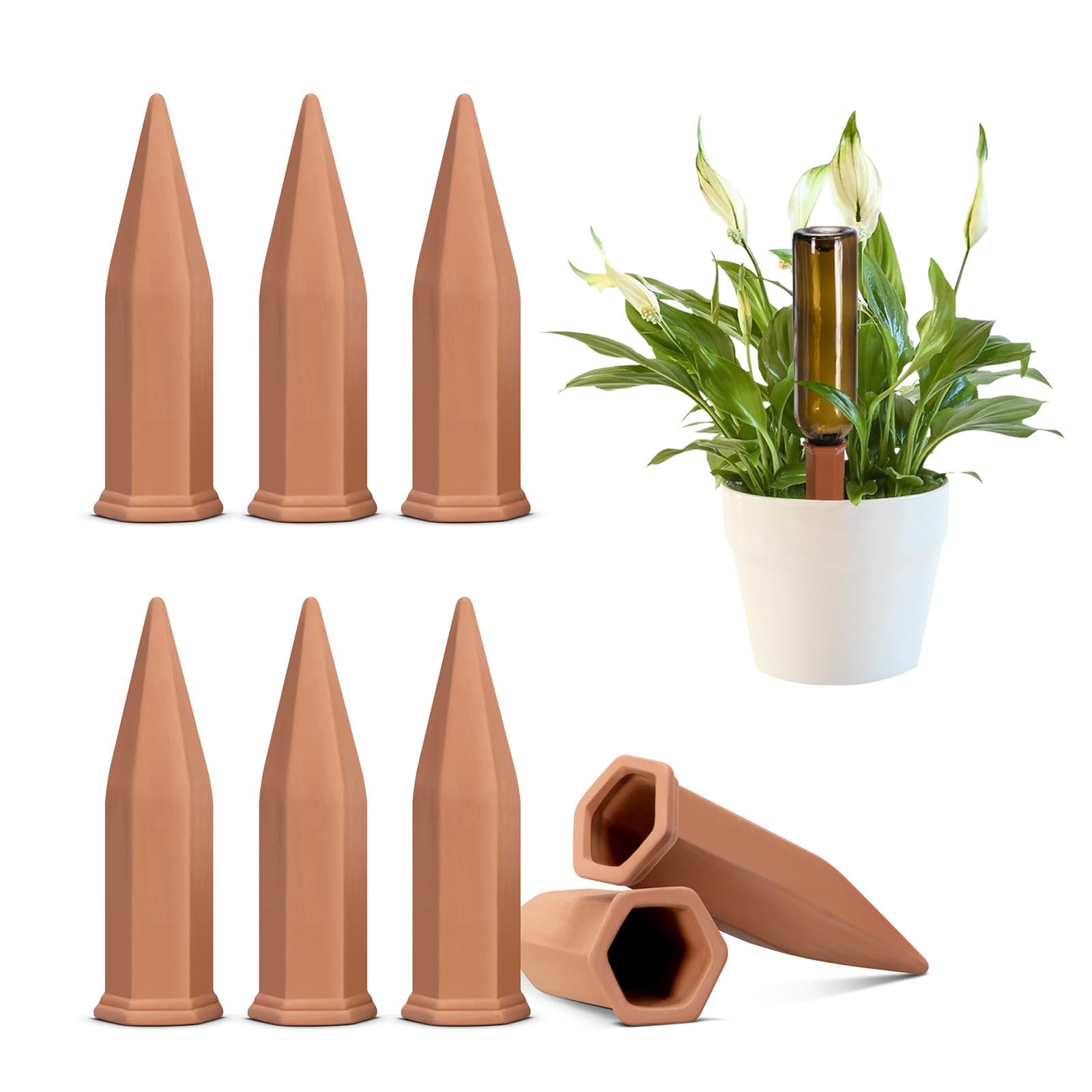 Amazon.com: VIVOSUN 6-Pack Self-Watering Spikes, Hexagonal Terracotta Watering Stakes, Auto-Water Device, Planter Insert for Indoor & Outdoor Potted Plants : Patio, Lawn & Garden
