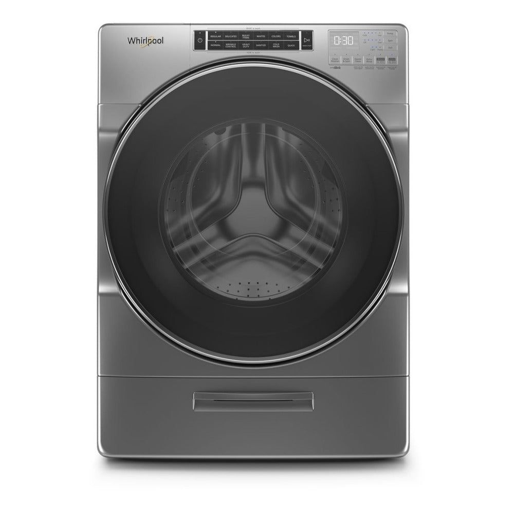 Whirlpool WFW862CHC 27 inch 4.3 cu. ft. Closet-Depth Front Load Washer with Load and Go XL Dispenser, Cold Wash Cycle,Presoak Option, in Chrome Shadow