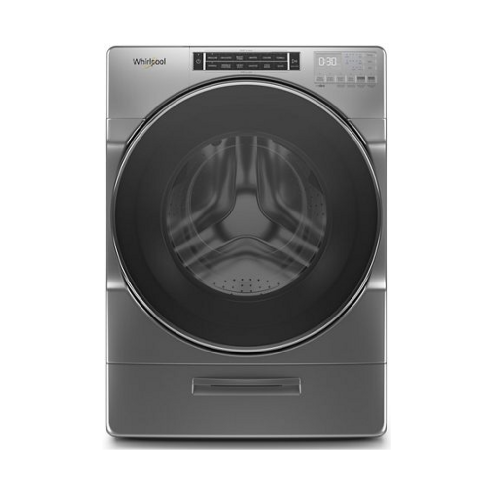 Whirlpool WFW862CHC 27 inch 4.3 cu. ft. Closet-Depth Front Load Washer with Load and Go XL Dispenser, Cold Wash Cycle,Presoak Option, in Chrome Shadow